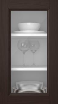 Tammepuidust uks, Woody, PP25LA, Tumepruun (clear klaas)